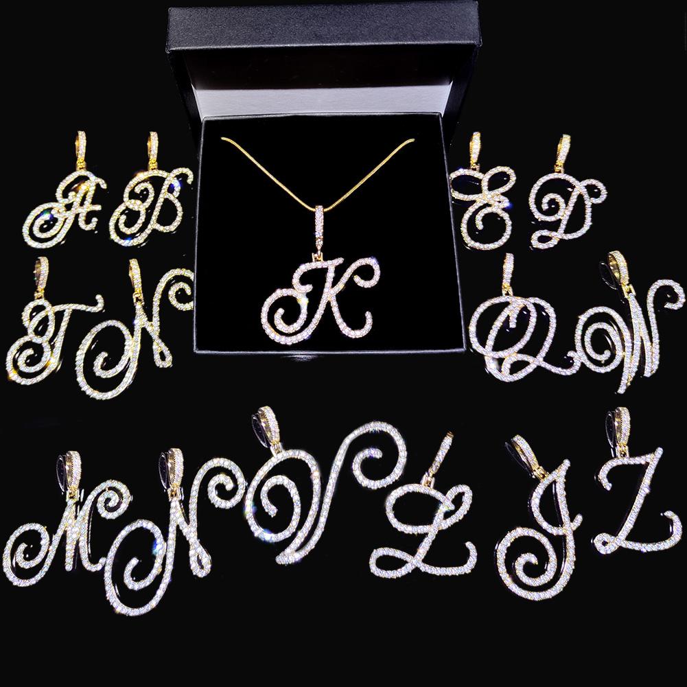Collana Pendente Lettera Iniziale Z in Corsivo con Zirconi alla Moda per Donna Collana con Cordino Alfabeto in Cristallo Lucido Gioielli Hip Hop