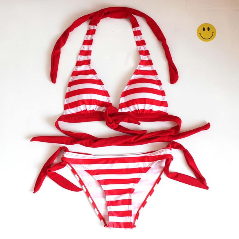 Stylowy Pasiasty Damski Kostium Kąpielowy Seksowny Zestaw Bikini Idealny Na Letnie Przygody