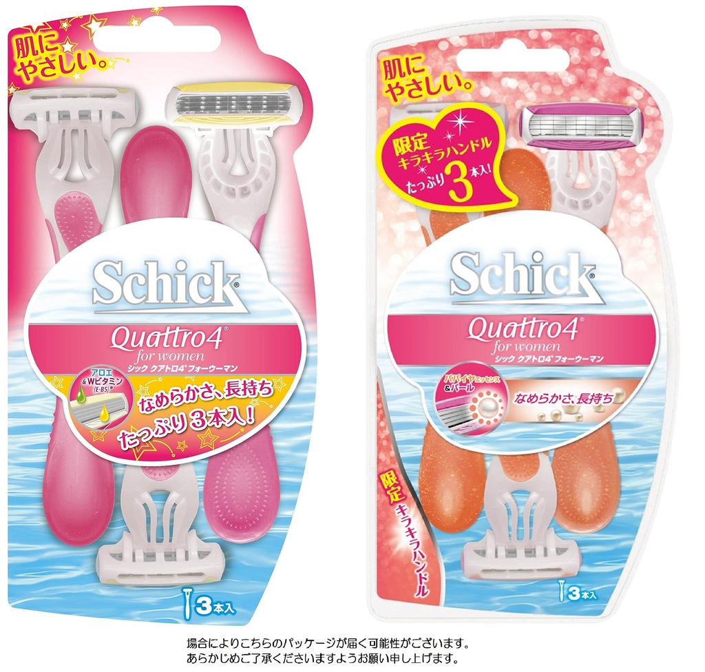 Schick Body Quattro 4 Dispo for Women 3 Pieces with Safety Wire Disposable Type Women's Razor