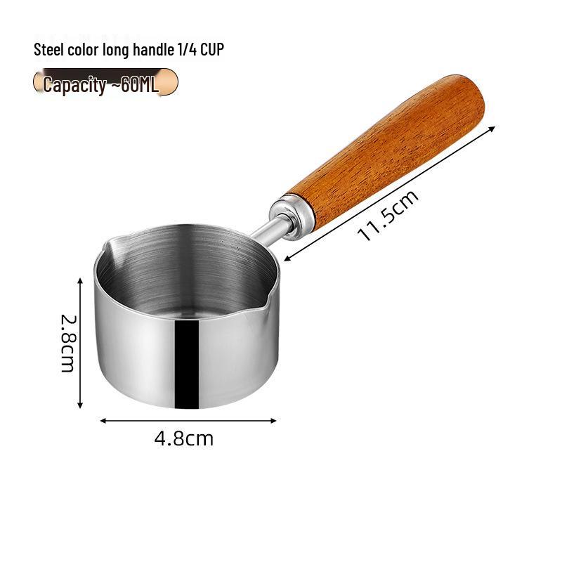 304 Stainless Steel Sauce Cup with Wooden Handle, Custom Logo, Multiple Specifications - Ideal for Steakhouses & Restaurants.