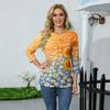 Women Casual Floral Print Round Neck Three Quarter Sleeve Top Lightweight Comfortable Fit Stylish Design Suitable for Everyday Wear