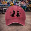 Pc Unisex Black Cat Line Art Vintage Washed Baseball Cap  Unisexs Trendy Hat  Versatile Duckbill Cap  Fun Print  A Unique Bir