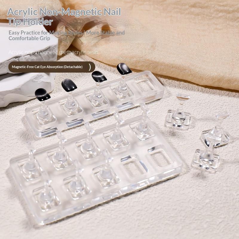 Non-Magnetic Acrylic Nail Stand Nail Chess Nail Practice Stand False For Cat Eye Gel Press On Manicure Stand Tools