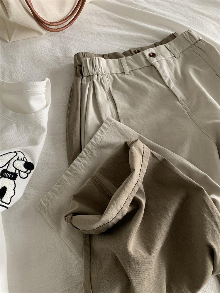2025 Spring Retro Patchwork Women's Slimming Wide-Leg Workwear Pants