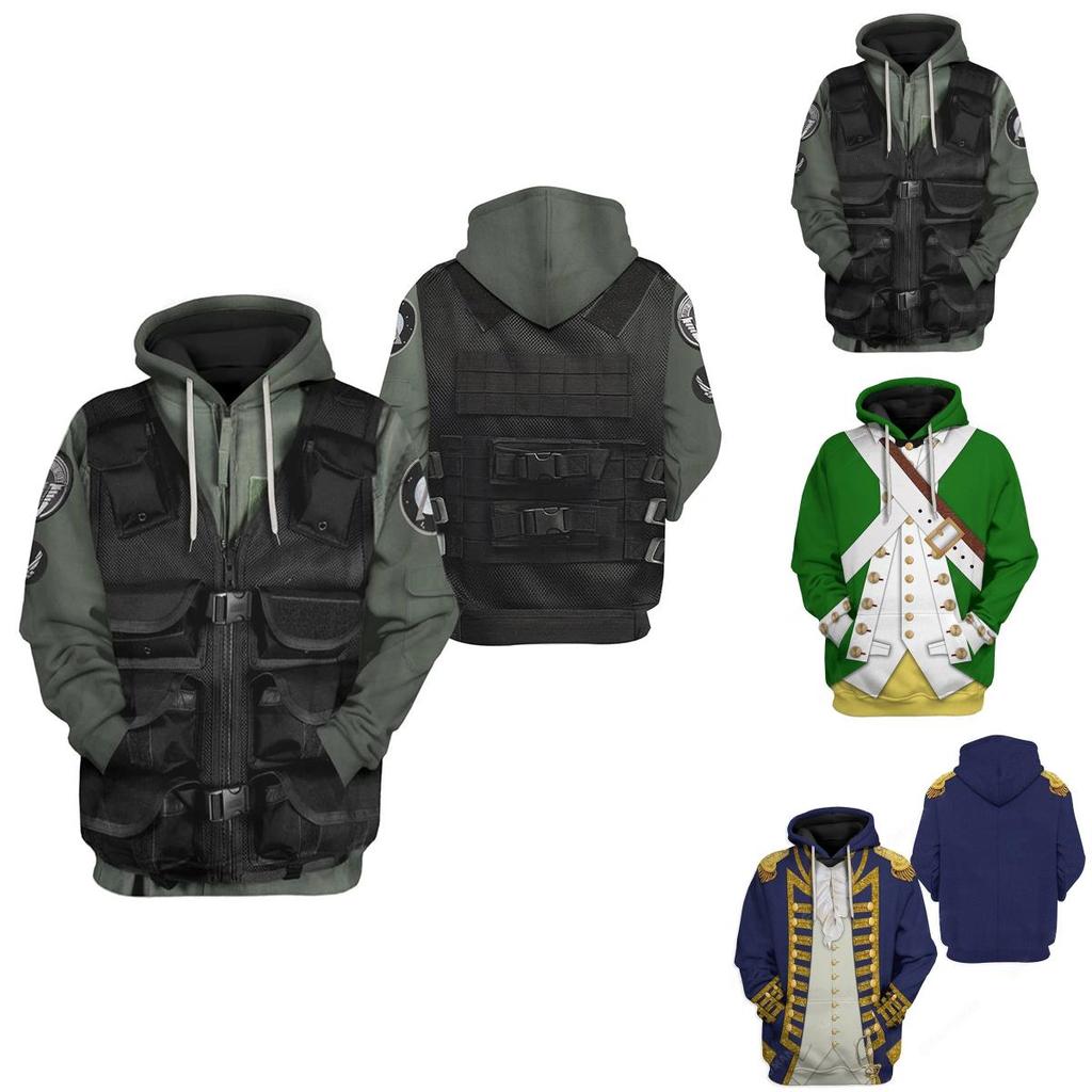Historical Army Uniforms 3d Pattern Hoodie Cosplay Sweatershirt For Men And Women