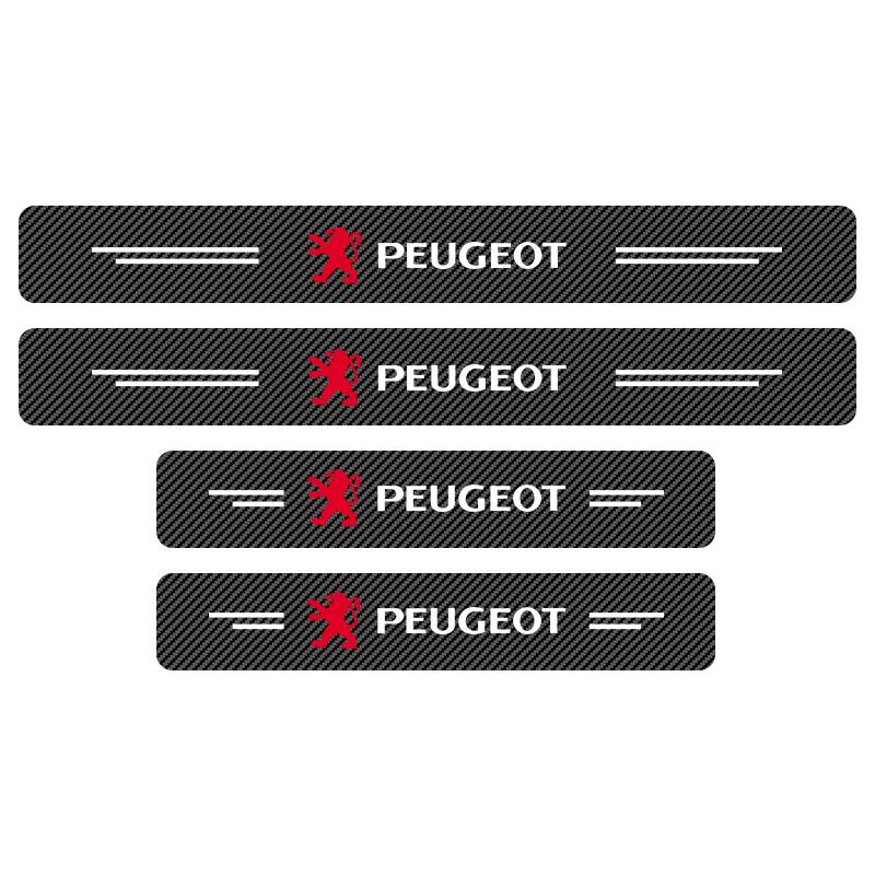 4Pcs Car Door Plate Carbon Fiber Threshold Protector Sticker For Peugeot 308 408 508 RCZ 208 3008 2008 206 207 108 406 407 408 206 207 208 306 307