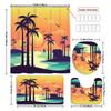 Coconut Tree 4pcs Shower Curtain Bathtub Curtain, Waterproof Bathroom Partition Curtain With 12 Hooks, Non-slip Bath Blanket