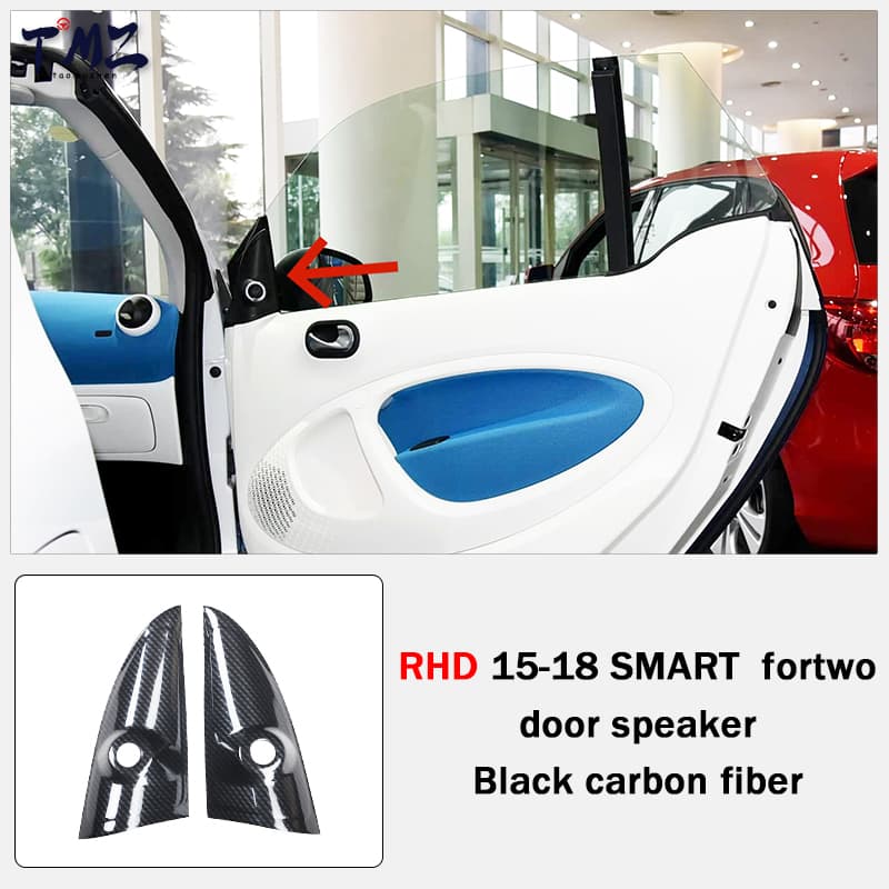Center Console Panel Black Carbon Fiber Car Interior Sticker Suitable for Mercedes-Benz Smart Fortwo 453 LHD 2015-2018