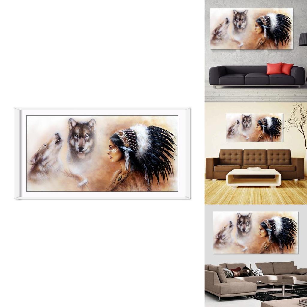 Stunning Wallpaper Murals Indian Girl Wolf Design For Home Interiors