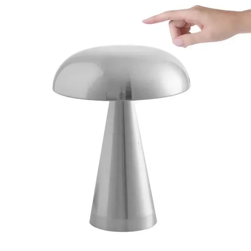 Newest USB Charging Three-color Light Metal Mushroom Table Lamps Clear Desktop Atmosphere Light Interior Decoration Retro HOT