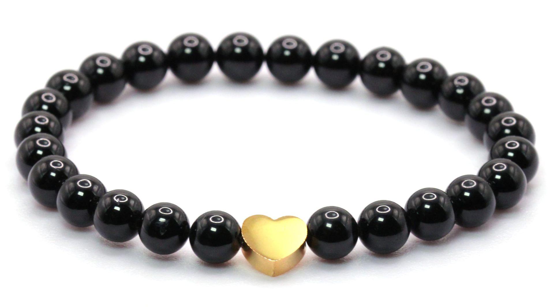 Tianhe stone elastic rope bracelet 6mm crystal chalcedony beaded stainless steel love pendant Tianhe stone love bracelet