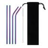 18/10 Stainless Steel Reusable Straws Gold Drinking Straw Set Mteal Straw Coffee Party Bar Straw With Cleaner Brush Portable Bag