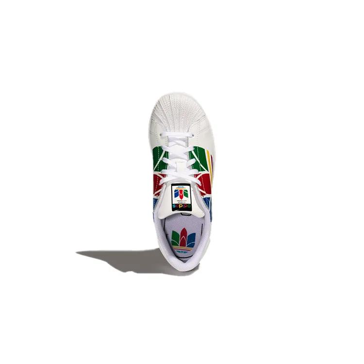 Adidas Superstar Pure J 'Colorful Trefoil - Cloud White' (Unisex) Cloud White / Red / Blue Kids' Skateboarding Shoes FW4008