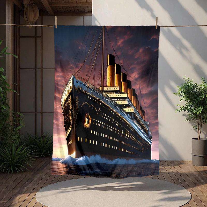 Titanic Flannel Blanket Soft Warm All-Season Throw, Design for Camping, Car Travel, Hiking Sofa, Bed, Office Perfect Gift for Parties