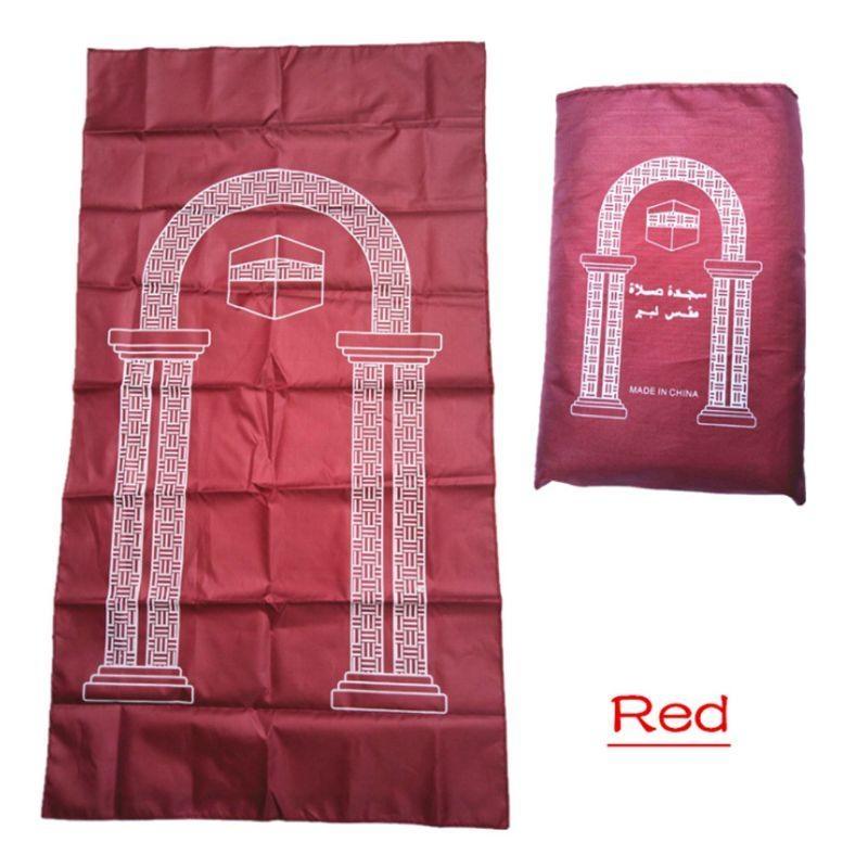 Portable Muslim Prayer Rug Waterproof PU Braided Mat Simply Print Pouch Travel Home Blanket 60x100CM