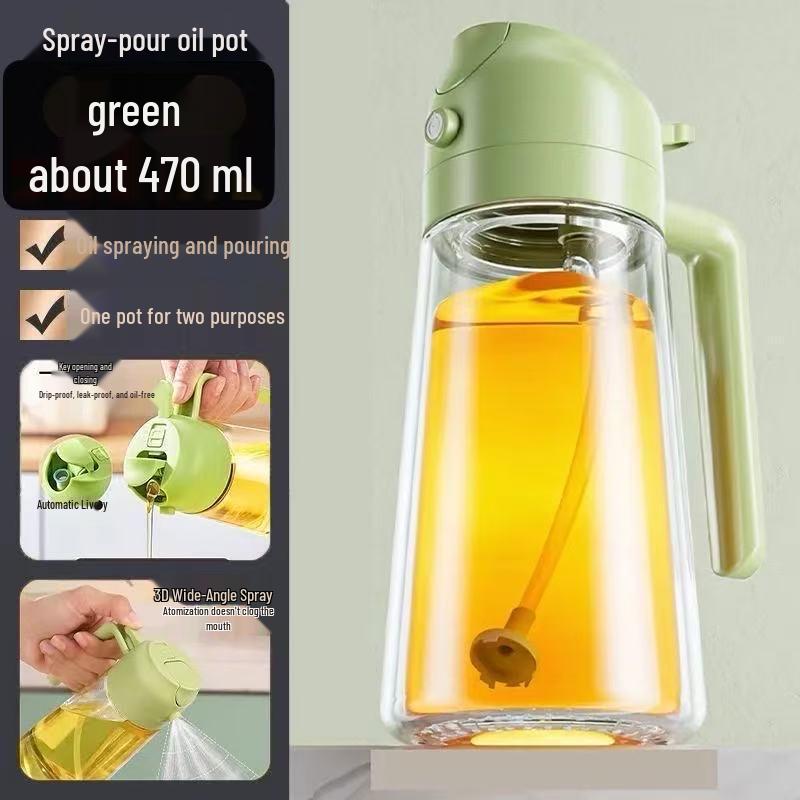 Dual-Use Glass Oil Sprayer and Pour Bottle for Kitchen Seasoning