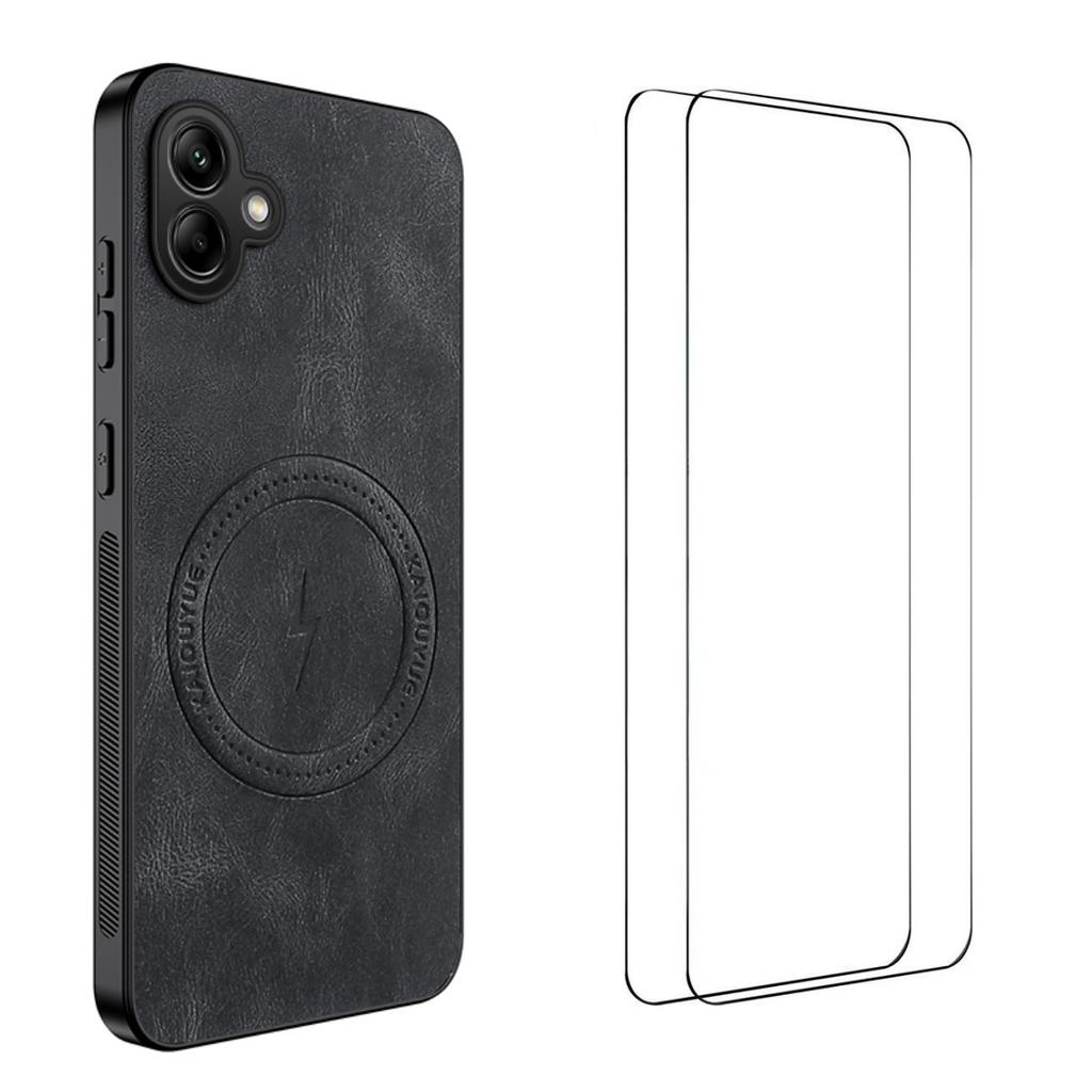 For Samsung Galaxy A06 4G Magnetic Case WANLONFENG SD Series PC TPU Phone Cover with 2Pcs Screen Film