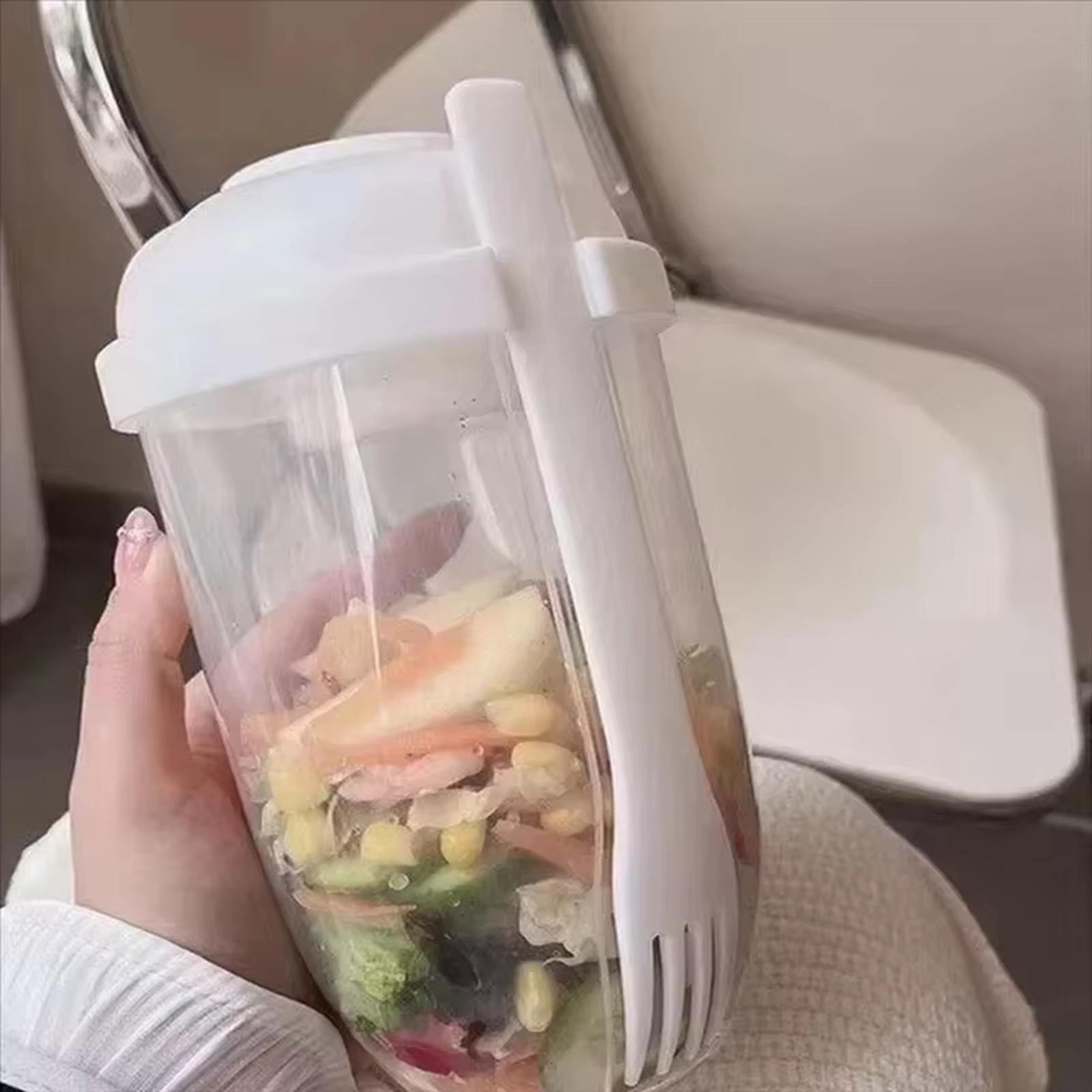 

Portable Breakfast Salad Cup Mason Cup with Fork for Fruit Yogurt Vegetable one size білий