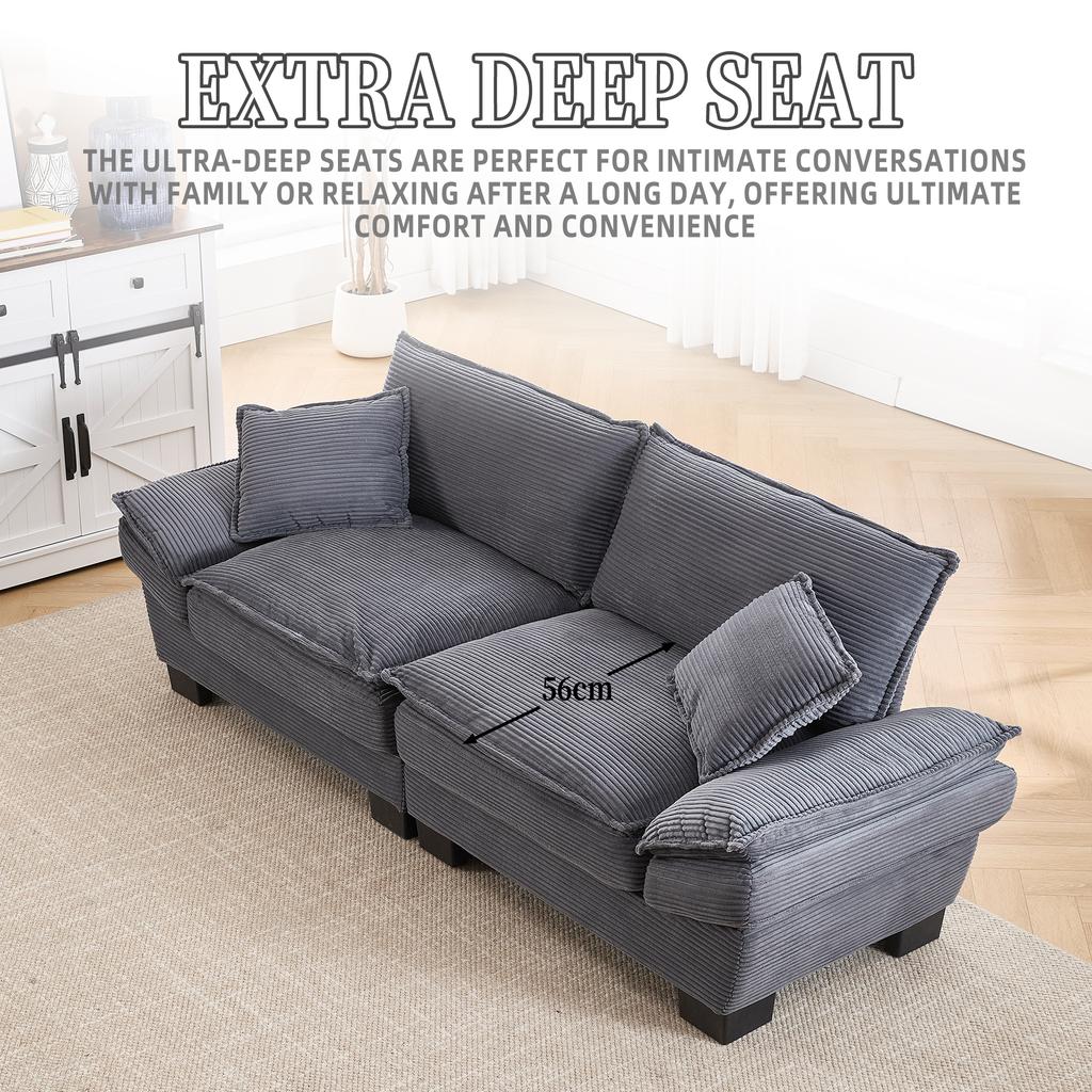 A modern, simple double sofa with a feather bed, for which one cushion is enough, is cozy, but spacious in living room/bedroom/office, Dark Grey