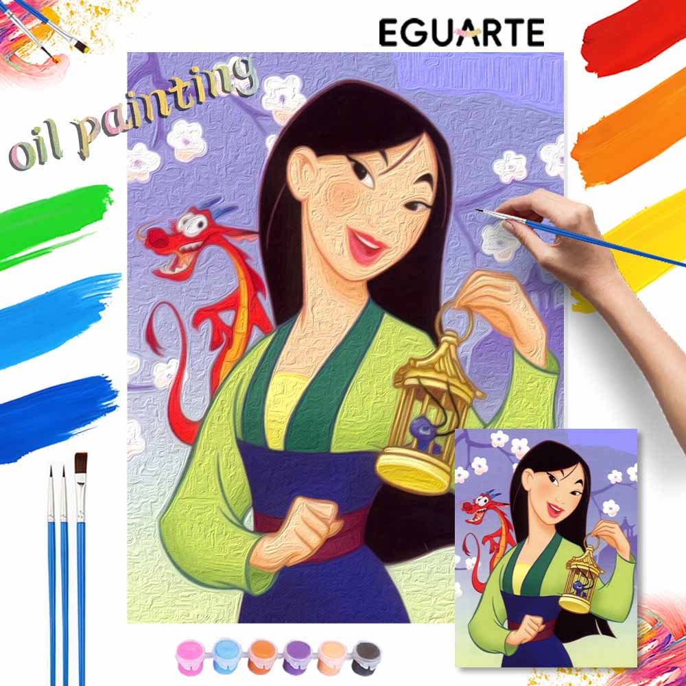 Disney Mulan Mushu DIY Oil Painting Art Painting Kit Home Wall Decor Handmade Gift Beautiful Anime Figure Wall Art Canvas Painting
