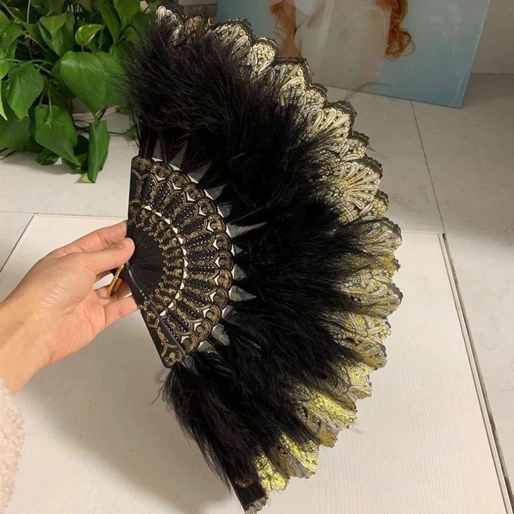 Fashion Costume Accessories Sweet Fairy Girl with Pendant Handmade Party Decor Feather Folding Fan Wedding Gift Dance Hand Fan