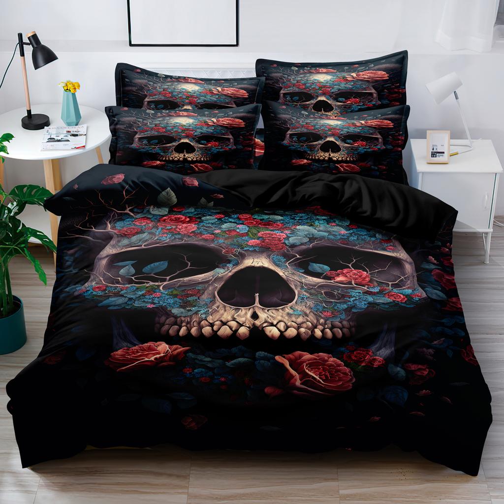 3-Piece Simple Modern Skull Animal Pattern Digital Printed Down Duvet Cover Set,Bedding Set(1 Down Duvet Cover+2 Pillowcases)