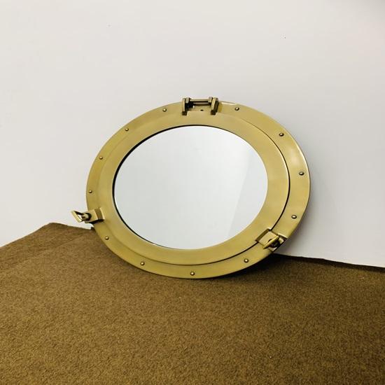 Nautical Porthole Antique Plated Canal Boat Porthole-Window Ship Round Mirror Wall Decor