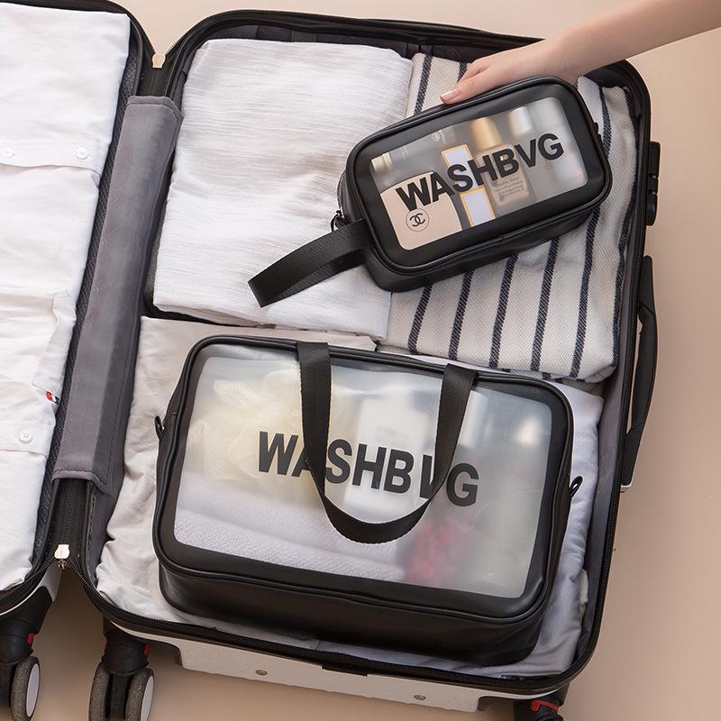 Clear PVC Waterproof Makeup & Toiletry Bag - Large Capacity Portable Organizer