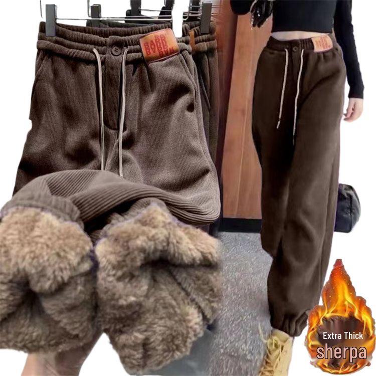 Korean Style Ladies Velvet Thickened Casual Sports Pants - Free Shipping