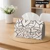 2D Flat 1pc Hand Drawn Heart Pattern Decorative Tissue Box, Suitable for Home, Cars, Kitchens, Bathrooms, Tissue Box for Daily Use, Tabletop Decorativ