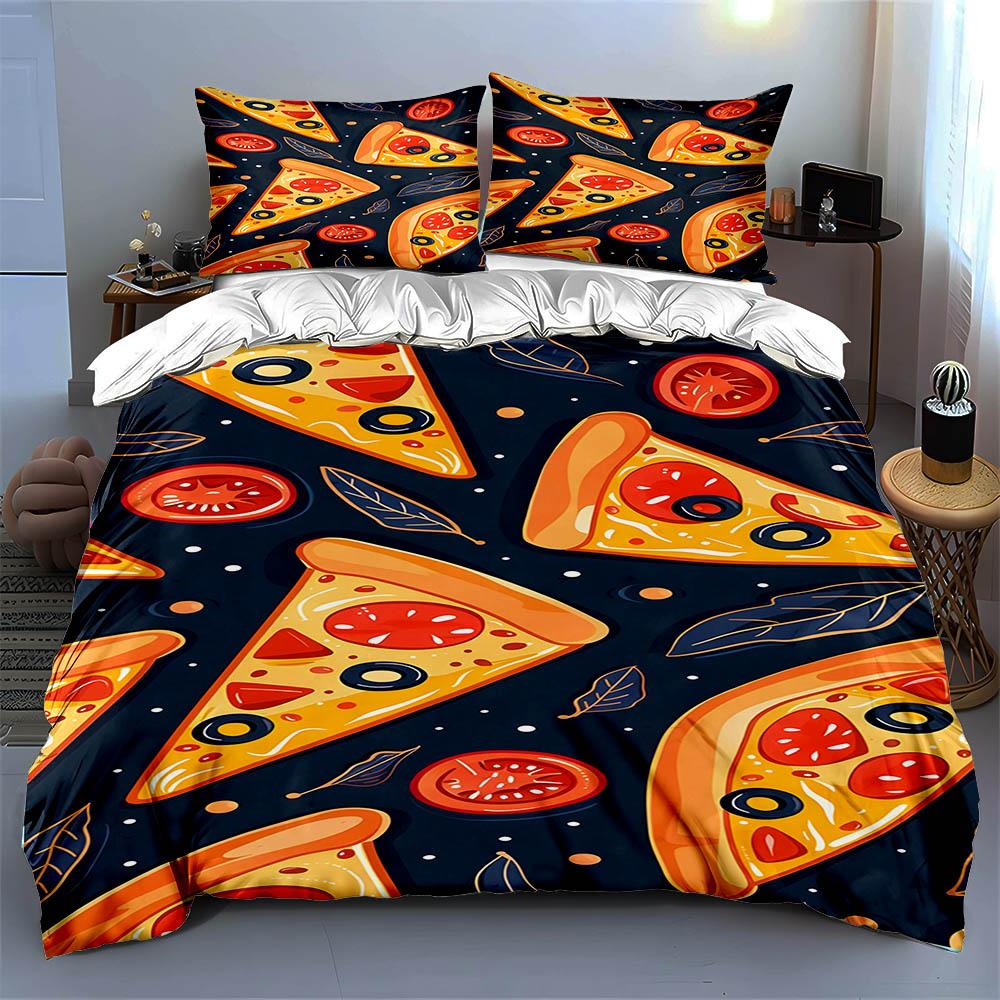 Pizza-themed design. Bedding Duvet cover sets Duvet covers Pillowcases gifts (1 * Duvet Cover 2 * Pillowcases, without duvet insert)