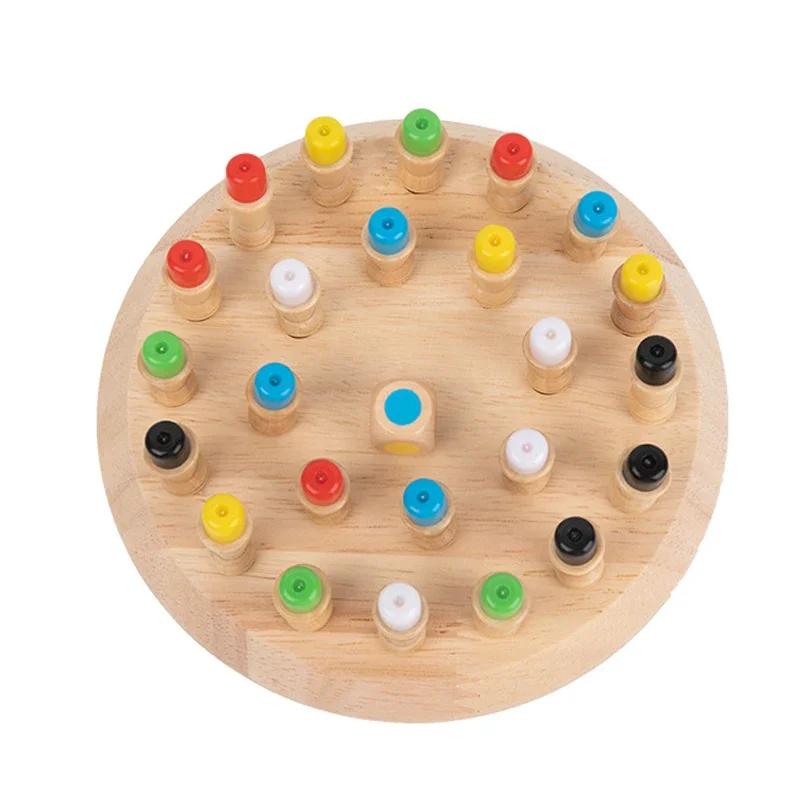 Wooden Chessboard Color Memory Chess Game Memory Concentration Training Wooden CHILDREN S Early Education Learning Playthings