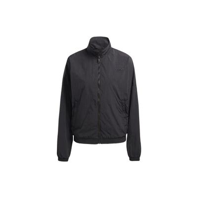Solid Color Stand Collar Loose Zip Long Sleeve Jacket Women Jacket Black IC5308