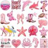 10 Pcs Costal Beach Time Embroidered Patches Iron Sew Clothing Hat Bag Shoe Repair Material Phone Gift Box Decor DIY Accessory