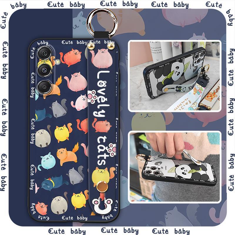 Cute Ring Phone Case For Samsung Galaxy M34 5G/F34/SM-M346B Wrist Strap Anti-dust Silicone Back Cover Protective Cartoon