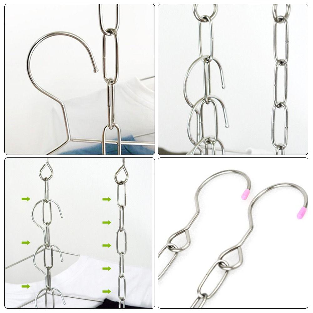 Metal Hooks Clothes Drying Rack Foldable Multi-port Clothes Hangers Iron Chain Space Saving Storage Hooks Wardrobe Storage