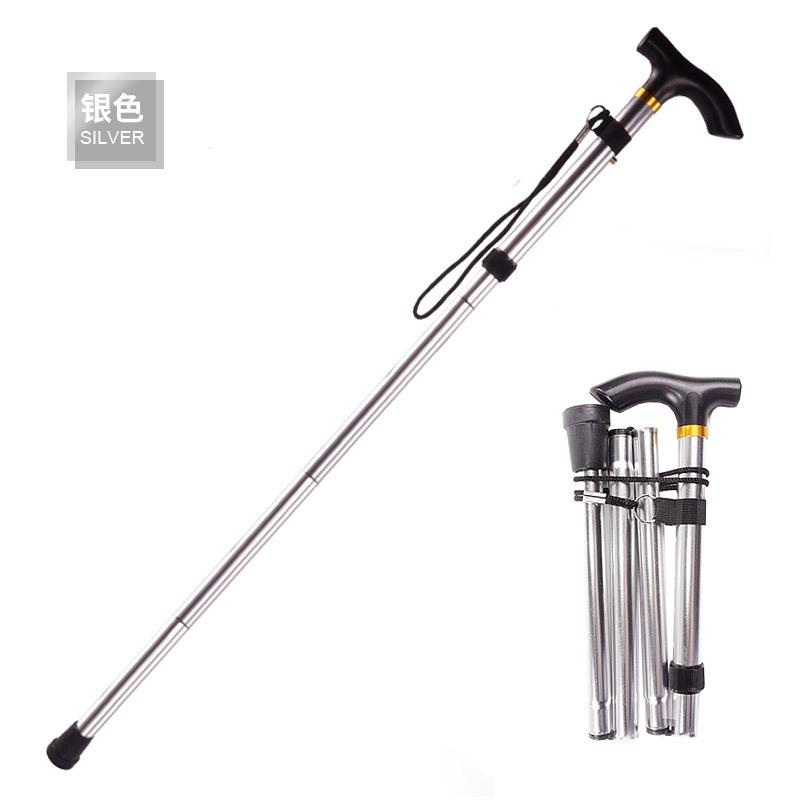 Folding Cane Portable 5-Level Adjustable Height Walking Stick with Foldable Design Wrist Strap