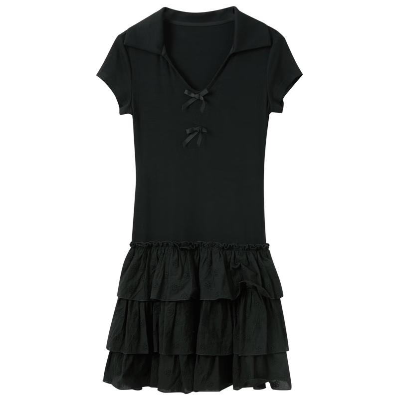 Sancai 2026 Summer Short Sleeve Bow A-Line Dress S
