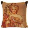 Home Decor Art Nouveau Women-Patterned Cushion Covers Pattern Cushion Cover Suitable For Sofa Bedroom Car Pillow Cover