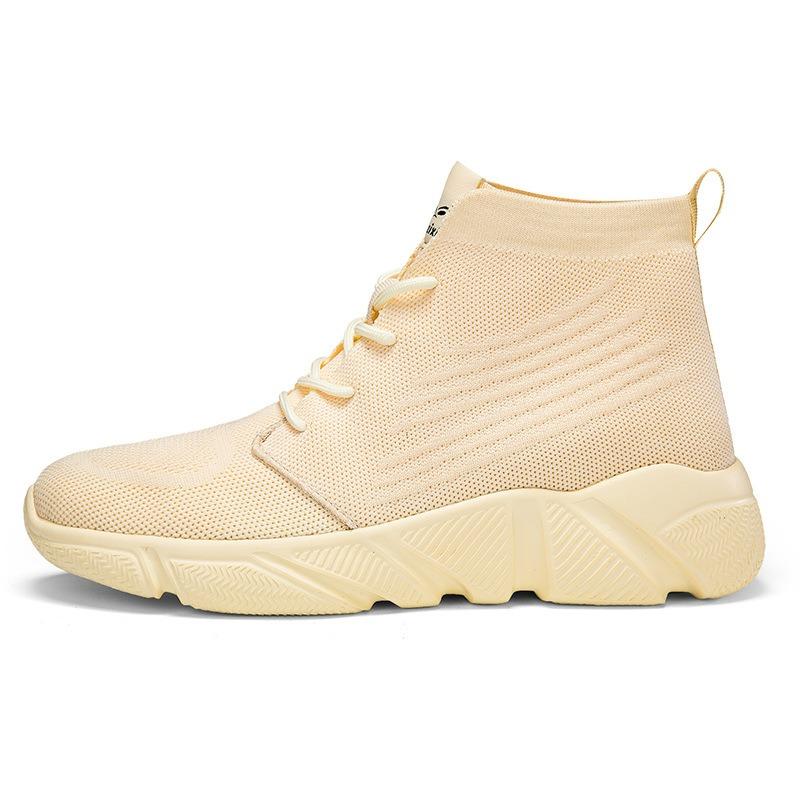 Couple High-top Fly-woven Velvet Sneakers, Straps, Socks, Large-size Cotton Shoes, Men's and Women's Autumn and Winter Casual Shoes