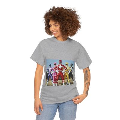 Retro Power Rangers Unisex Heavy Cotton Tee, Graphic Tee, 90s Nostalgia Shirt, Casual Wear, Gift for Fans, Vintage Style T-Shirt