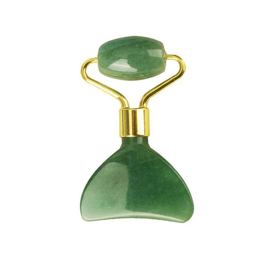 

2 in 1 Portable Jade Face Body Scraping Scraper Massage Roller Tool зелёный