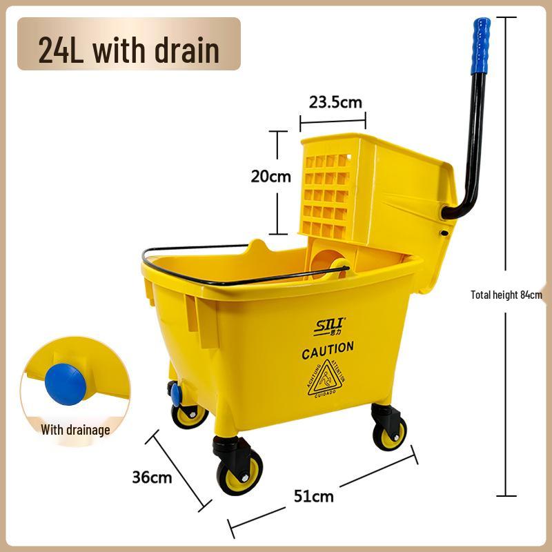 White Cloud Thickened Hands-Free Mop Bucket with Squeeze Water Extractor