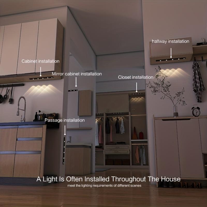 Motion-Activated LED Cabinet Light - Ultra Thin, Wireless, USB Rechargeable, Dimmable with Tricolor Settings for Kitchen, Bedroom, and Wardrobe