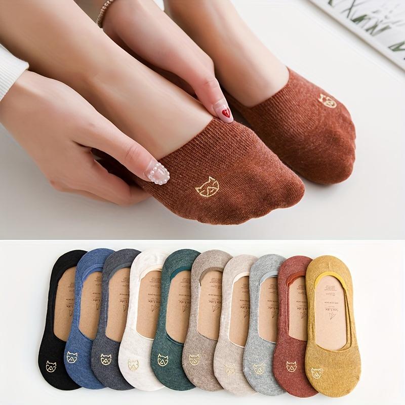 

10Pairs Cartoon Cat Socks, Anti-Slip Breathable Low-Cut Invisible Socks, Short Socks And Stockings for Women One-size