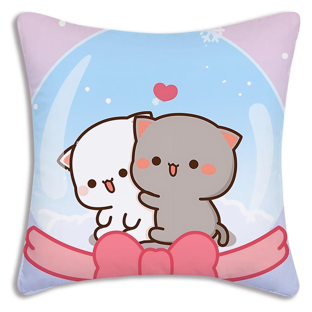 Cute PeachS And G-GomaS Pillow Covers Cartoon Sofa Decorative Home Double-sided Printing Short Plush Cute Cushion Cover