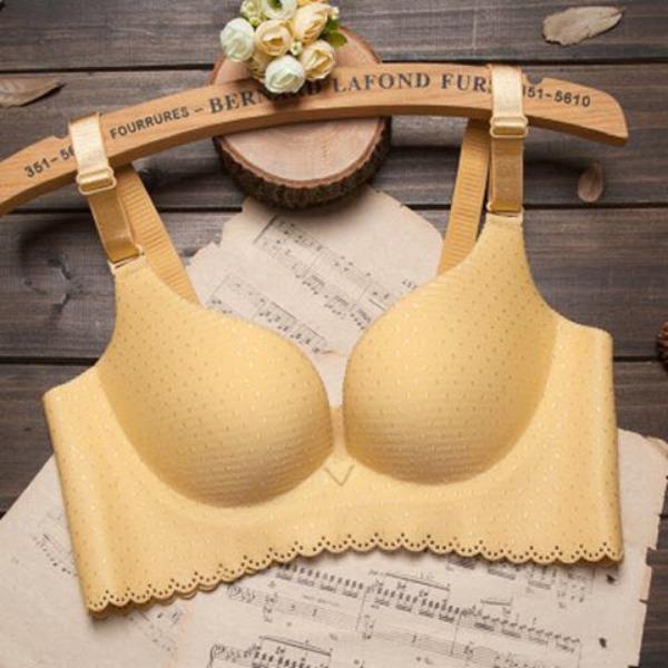

Bra Without Steel Ring Gathered Sexy Collection Accessory Breast Adjustment Thin Summer Top Support Lingerie for Women 38/85C золотий