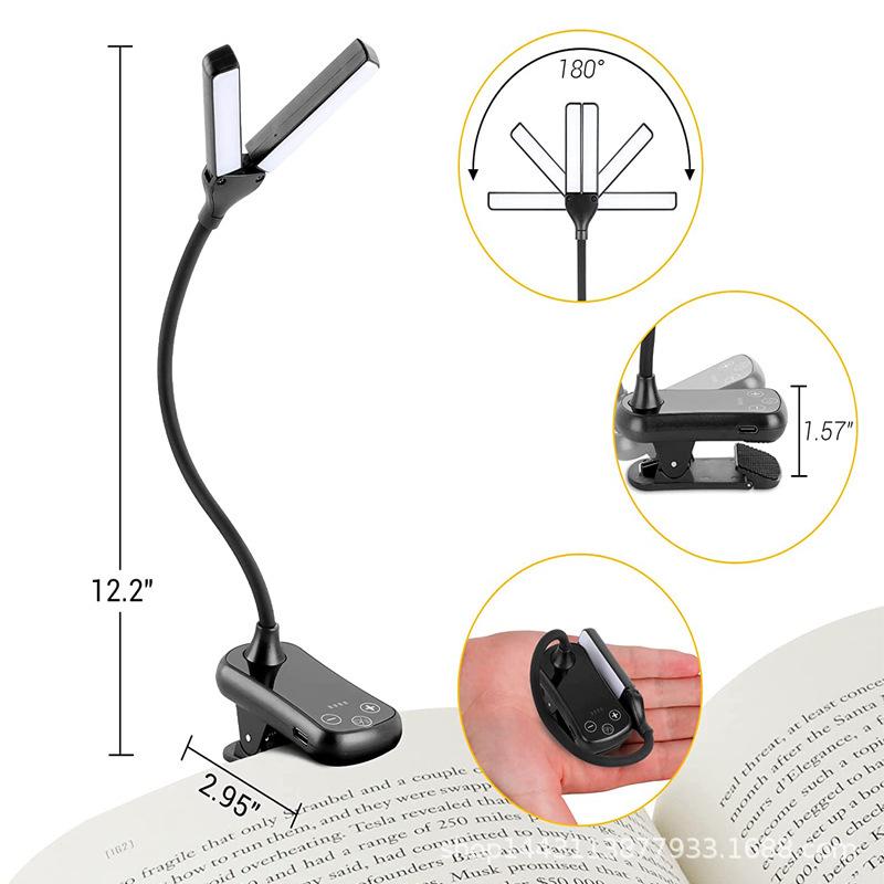 14-LED Type-C USB Dimmable Reading Lamp with Eye Protection for Dorm or Bedside