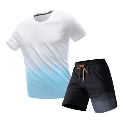 Letní Pánské Sety Triček Venkovní Běh Fitness Oblečení Módní Sportovní Krátký Rukáv Top Šortky Oblek Denní Volný Čas Dvoudílný Outfit