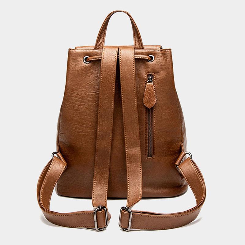Fashi Women Backpack High Quality PU Leather Travel Backpacks for Girls School Bag Luxury Drawstring Waterproof Women's Bag